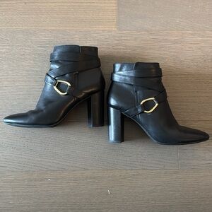 Ralph Lauren | Size 8.5 | Women’s Black Ankle Booties Gold Buckle